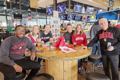 A small group of IU alumni gathered at a sports bar.